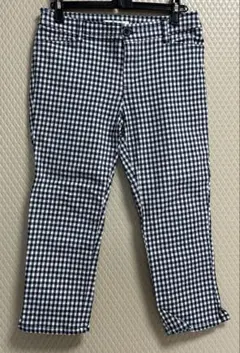& by P&D ギンガムチェック クロップドパンツ ネイビー＆ホワイトのサムネイル