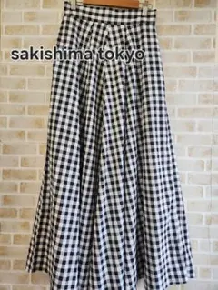 sakishima tokyo ギンガムチェックボリュームフレアマキシスカート