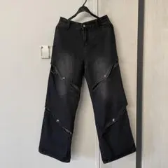 デニム レディース ダメージデニム ブラック