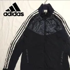 アディダス　ラグラン　ジャケット　ナイロン　ストライプ　袖ライン　黒