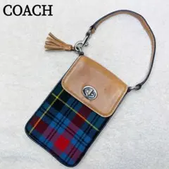 coach コーチ ミニバック ポーチ ターンロック チェック タッセル y2k
