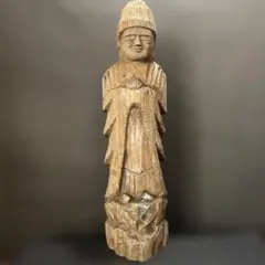 Y2293-28 仏教 木彫り 円空仏 義刀作 高さ29㎝ I - メルカリ