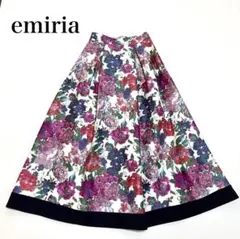 タグ付 新品エミリア 花柄フレアスカート レトロペイント風 シャンタンスカートSのサムネイル
