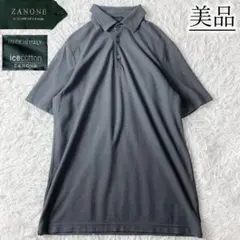 7美品 ZANONE ザノーネ アイスコットン ポロシャツ グレー 半袖 S