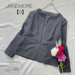 ジューンモア　ノーカラージャケット ストライプ 日本製　上品　グレー【9】Mのサムネイル