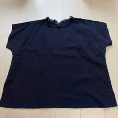 シアーネイビー ラウンドネック 半袖シャツ