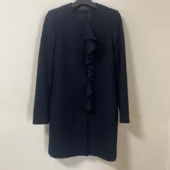 値下げしました‼️ZARA フリル　コート　ネイビー