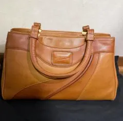 【美品】レディース ハンドバッグ ブラウン 本革風 おしゃれ レトロ調