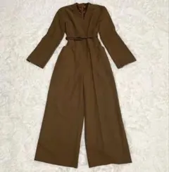anuans スリットスリーブ ジャンプスーツ ウエスト紐 sizeM ブラウン