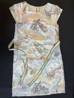 チェスティ 未使用品 パリ風景画プリント ノースリーブワンピース