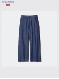 『UNIQLO』ユニクロ　ワイドデニムパンツ　ジーパン　ジーンズ　イネス　L