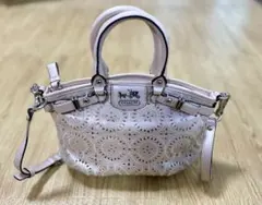 COACH シルバーレーザーカット 2WAYハンドバッグ