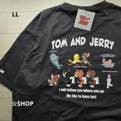 トムとジェリー キャラ集合 半袖tシャツ チャコール ドルーピー LL