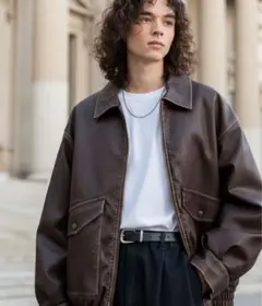 Classical Origin ヴィンテージ レザー 中綿入り ブルゾン