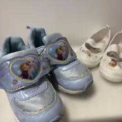 18センチ2足セット アナ雪エルサ光る靴&上履き