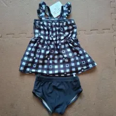 90cm 女の子用水着 セパレート ビキニ 可愛い 黒 ブラック ハート