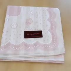 CLATHAS ハンカチ ピンク ストライプ 花柄のサムネイル