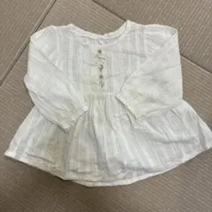 Cottoli ホワイト 長袖ブラウス　80