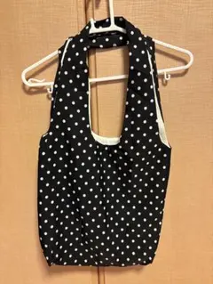 トートバッグ ブラック×ホワイト かわいい水玉模様　たっぷり入ります