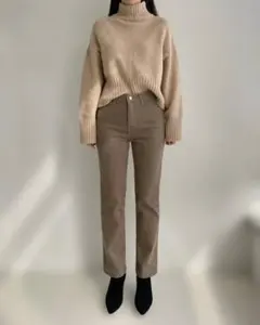 裏起毛ストレートパンツ ハイウエスト