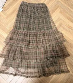 チャオパニック　フレア　ティアード　チェック　ロングスカート　シフォン　チュールのサムネイル