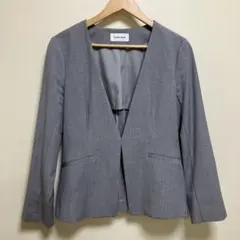 GLOBAL WORK 夏向きノーカラージャケット グレーのサムネイル