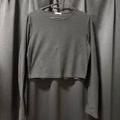 GU クロップド長袖Tシャツ ブラック