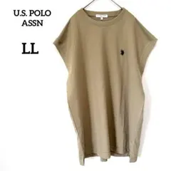 【ユーエスポロアッスン】タグ付き Tシャツ LL ベージュ フレンチスリーブのサムネイル