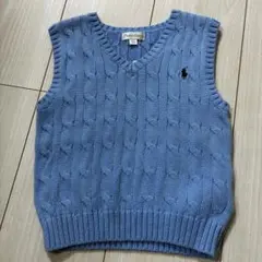 ポロラルフローレン ケーブルニットベスト 24M 90cm 水色