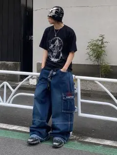 ECKO FUNCTION エコー カーゴパンツ 刺繍 ジーンズ y2k 青のサムネイル