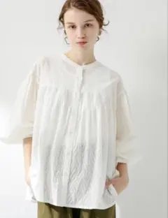 URBAN RESEARCH サニーレーベルコットンリーフ柄カットドビーブラウス