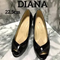 【美品】ダイアナ　DIANA オープントゥレザーパンプスブラック　22.5cm