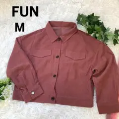 美品 FUN ピンク ややミニ丈 シャツ ジャケット Mサイズ 長袖 ボタン B