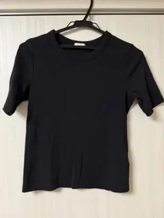 GU リブニット 半袖 ブラック Mサイズ