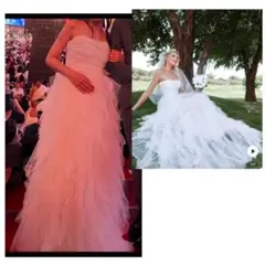 ホワイト ティアード Aライン　ウェディングドレス　フリル　SHEIN