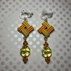 水引風車 オレンジときいろいクローバーꕤ︎︎子供用イヤリング