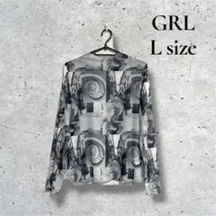 GRL アートプリントシアーシャツ Lサイズ