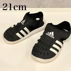 adidas アディダス サンダル キッズ 黒 ブラック21cm