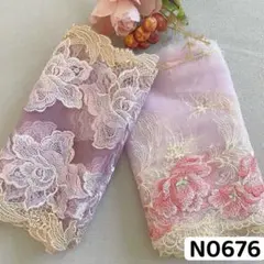 N0676チュールレース 花柄刺繍　セット　リボン　素材