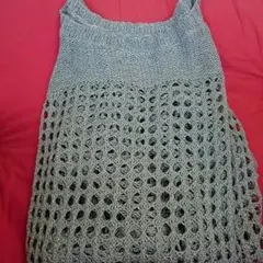 サマーニット 透け感 ラメ入り アシンメトリー