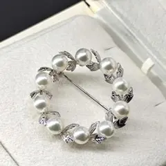 28407✨ミキモト ブローチ ベビーパール アコヤ真珠 SV サークル 15粒 28407✨ミキモト ブローチ ベビーパール アコヤ真珠 SV サークル 15粒