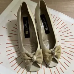 ELEGANCE アイボリー オープントゥシューズ