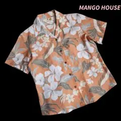 沖縄 MANGO HOUSE ハイビスカス総柄オープンカラー半袖シャツ85655のサムネイル