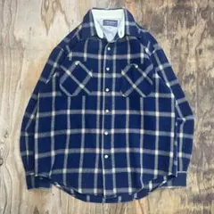 90s フランネルシャツ ブルー チェック vintage ウール サイズ M