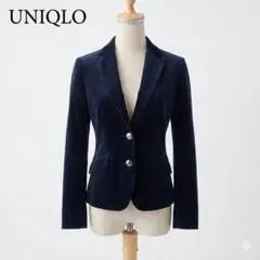UNIQLO コーデュロイ テーラードジャケット ペイズリー裏地 ネイビー XSのサムネイル