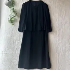 東京イギン　礼服　七分袖ワンピース　13号　ブラックフォーマル