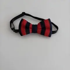 赤と紺のストライプ蝶ネクタイ　キッズ用