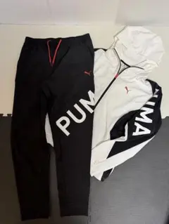 【美品】PUMA ジャージ上下セット ホワイト/ブラック　XL