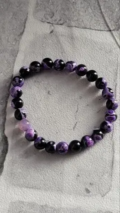 紫•黒パワーストーンカジュアルビーズファッションブレスレット