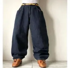 90s "極太" 濃紺 バギーシルエット 太め デニムパンツ バギージーンズ